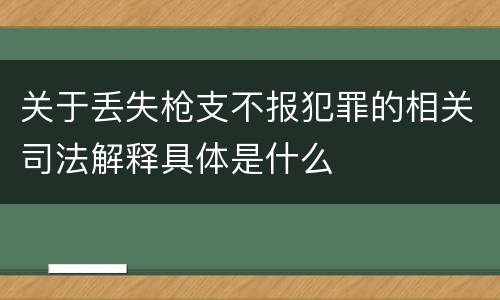关于丢失枪支不报犯罪的相关司法解释具体是什么