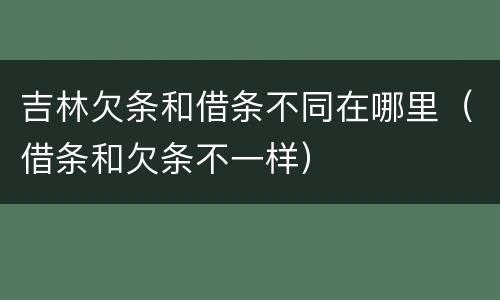 吉林欠条和借条不同在哪里（借条和欠条不一样）