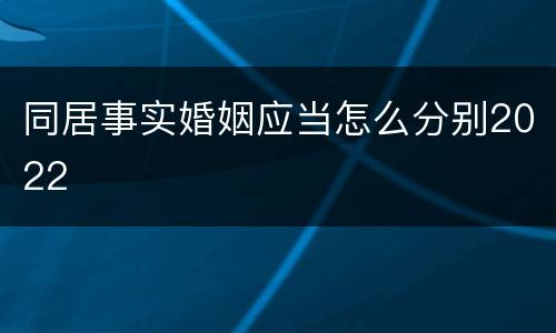 同居事实婚姻应当怎么分别2022