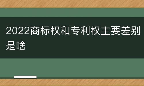 2022商标权和专利权主要差别是啥