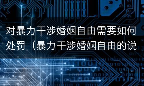 对暴力干涉婚姻自由需要如何处罚（暴力干涉婚姻自由的说法中错误的是什么）
