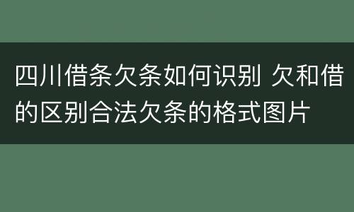 四川借条欠条如何识别 欠和借的区别合法欠条的格式图片