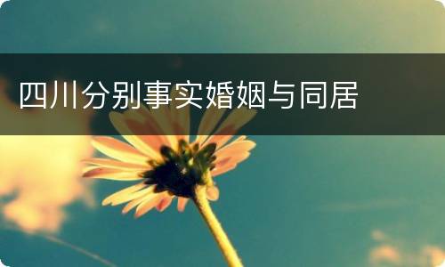 四川分别事实婚姻与同居