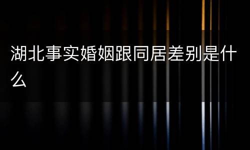 湖北事实婚姻跟同居差别是什么