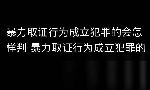 暴力取证行为成立犯罪的会怎样判 暴力取证行为成立犯罪的会怎样判决