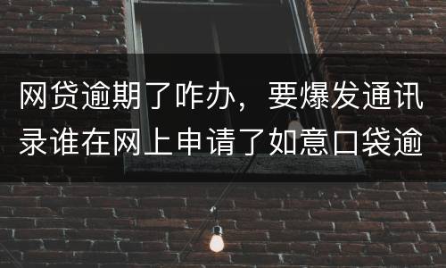 网贷逾期了咋办，要爆发通讯录谁在网上申请了如意口袋逾期了