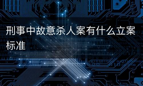 刑事中故意杀人案有什么立案标准