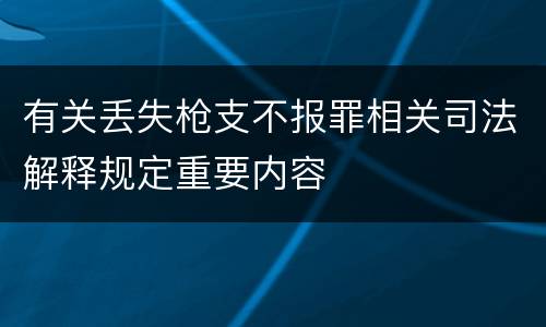 有关丢失枪支不报罪相关司法解释规定重要内容