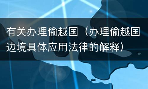 有关办理偷越国（办理偷越国边境具体应用法律的解释）