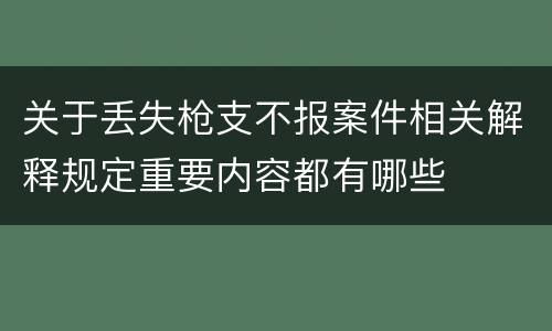 关于丢失枪支不报案件相关解释规定重要内容都有哪些
