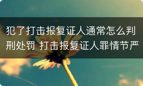 犯了打击报复证人通常怎么判刑处罚 打击报复证人罪情节严重