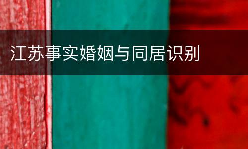 江苏事实婚姻与同居识别