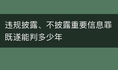 违规披露、不披露重要信息罪既遂能判多少年