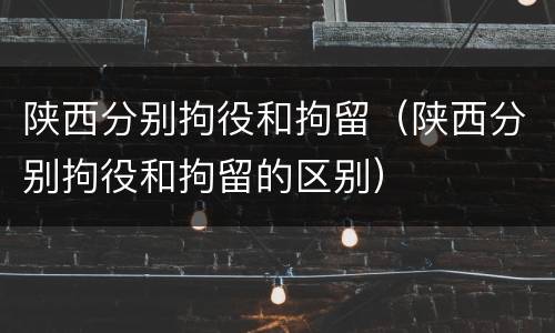 陕西分别拘役和拘留（陕西分别拘役和拘留的区别）