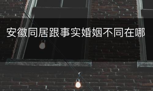 安徽同居跟事实婚姻不同在哪