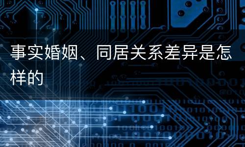 事实婚姻、同居关系差异是怎样的