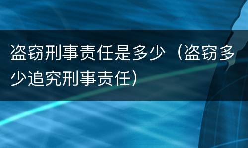 盗窃刑事责任是多少（盗窃多少追究刑事责任）