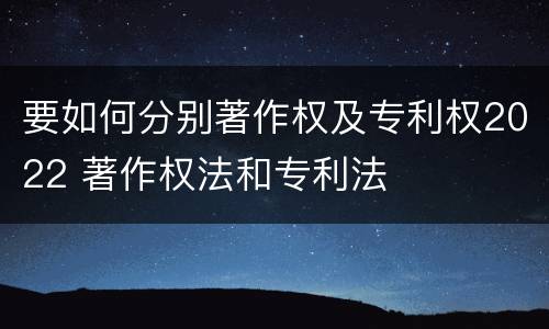 要如何分别著作权及专利权2022 著作权法和专利法