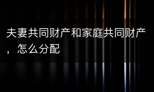夫妻共同财产和家庭共同财产，怎么分配