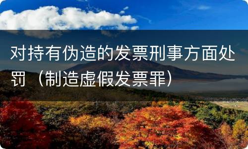 对持有伪造的发票刑事方面处罚（制造虚假发票罪）