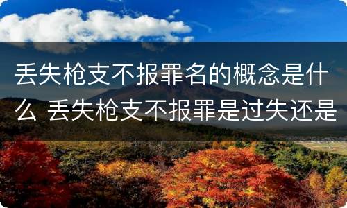 丢失枪支不报罪名的概念是什么 丢失枪支不报罪是过失还是故意