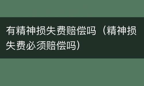 有精神损失费赔偿吗（精神损失费必须赔偿吗）