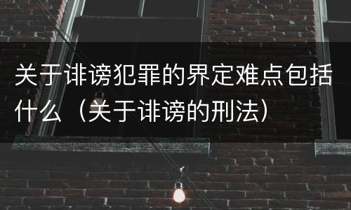 关于诽谤犯罪的界定难点包括什么（关于诽谤的刑法）