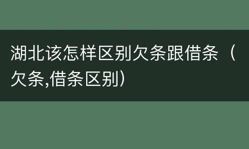 湖北该怎样区别欠条跟借条（欠条,借条区别）