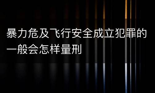 暴力危及飞行安全成立犯罪的一般会怎样量刑