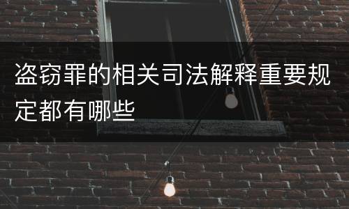盗窃罪的相关司法解释重要规定都有哪些