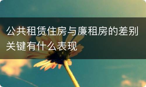 公共租赁住房与廉租房的差别关键有什么表现