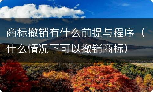 商标撤销有什么前提与程序（什么情况下可以撤销商标）