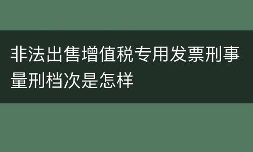 非法出售增值税专用发票刑事量刑档次是怎样