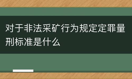 对于非法采矿行为规定定罪量刑标准是什么