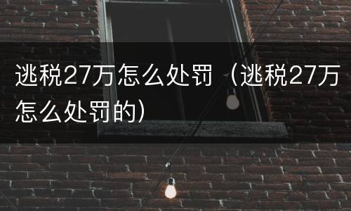 逃税27万怎么处罚（逃税27万怎么处罚的）
