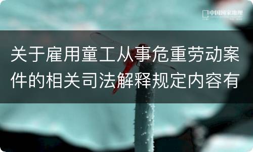 关于雇用童工从事危重劳动案件的相关司法解释规定内容有哪些