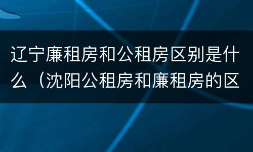 辽宁廉租房和公租房区别是什么（沈阳公租房和廉租房的区别）