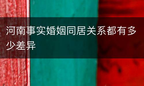 河南事实婚姻同居关系都有多少差异