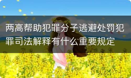 两高帮助犯罪分子逃避处罚犯罪司法解释有什么重要规定