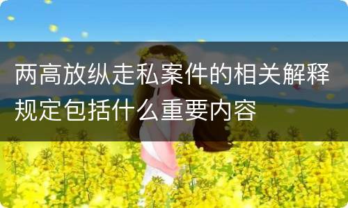 两高放纵走私案件的相关解释规定包括什么重要内容