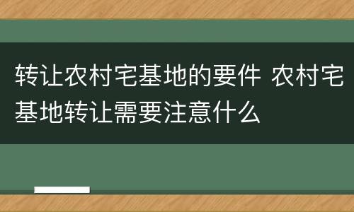 转让农村宅基地的要件 农村宅基地转让需要注意什么