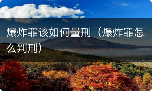 爆炸罪该如何量刑（爆炸罪怎么判刑）