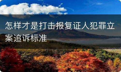 怎样才是打击报复证人犯罪立案追诉标准