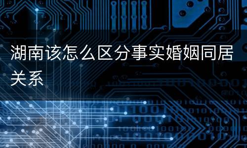 湖南该怎么区分事实婚姻同居关系