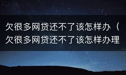 欠很多网贷还不了该怎样办（欠很多网贷还不了该怎样办理）