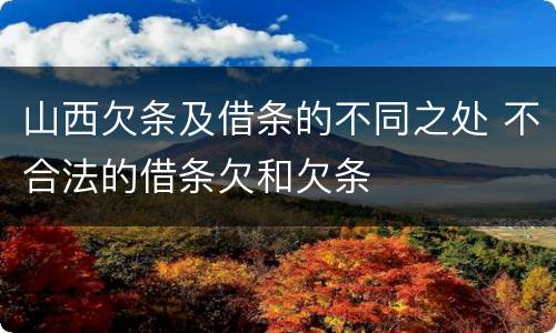 山西欠条及借条的不同之处 不合法的借条欠和欠条