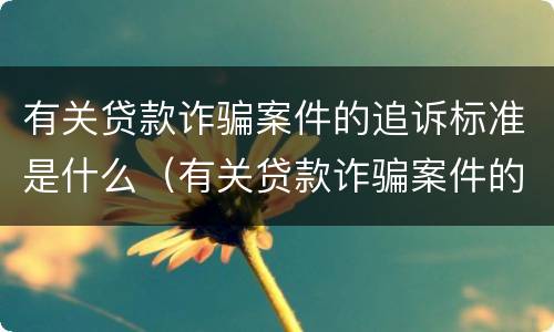 有关贷款诈骗案件的追诉标准是什么（有关贷款诈骗案件的追诉标准是什么时候实施）