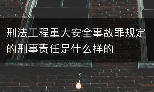 刑法工程重大安全事故罪规定的刑事责任是什么样的