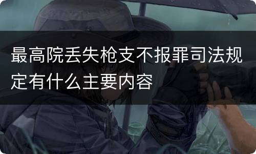 最高院丢失枪支不报罪司法规定有什么主要内容