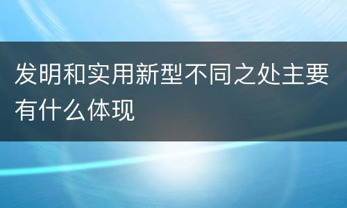 发明和实用新型不同之处主要有什么体现